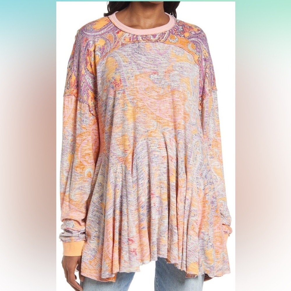 Free People Urban Outfitters Making Circles Faded Paisley Tee Large